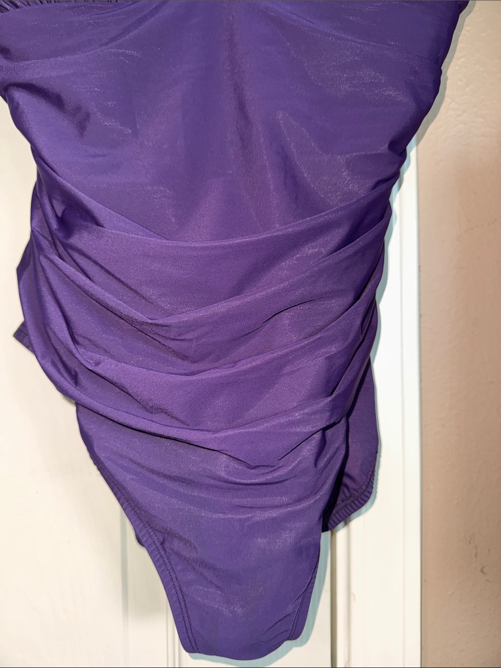Lands' End Deep Purple V-Neck Ruched One-Piece Swimsuit - Picture 5 of 10
